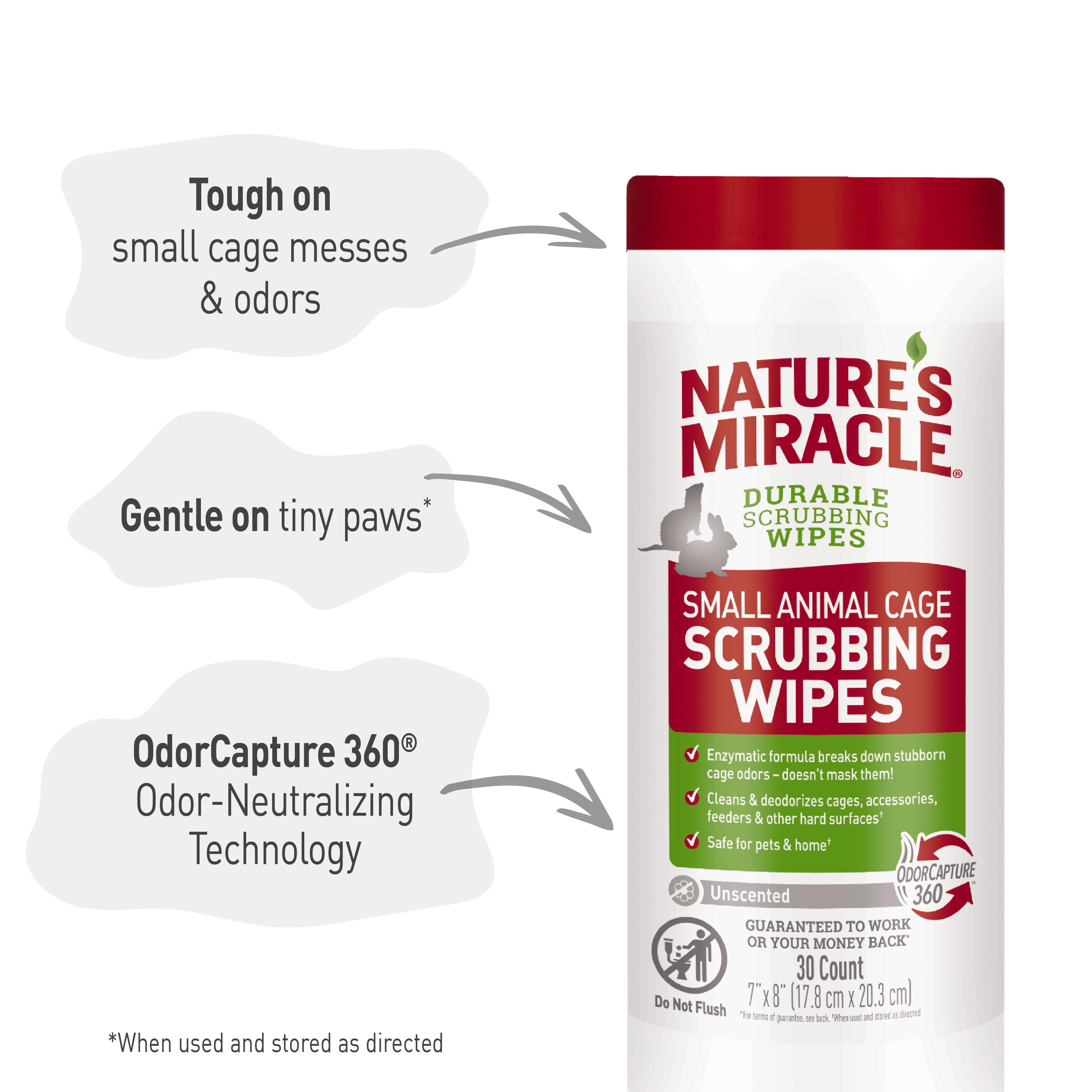 Nature s Miracle Small Animal Cage Scrubbing Wipes 30 Count